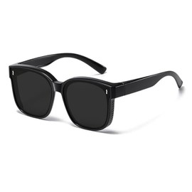 JUSLINK Oversized Square Sunglasses for Women Flat Top Fashion Shades (2 pack Matte Black)