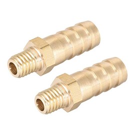 sourcing map Brass Fitting Connector Metric M8 1mm Pitch Male to Barb Fit Hose ID 10mm 2pcs