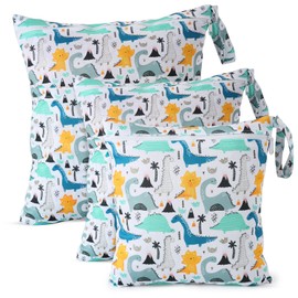 CeeKii Wet Dry Cloth Nappy Bags, Pack of 3, Washable Travel Bags, Waterproof Wet Bag, Reusable Baby Pool Sports Bag for Swimsuits and Wet Clothes with Zip Pocket