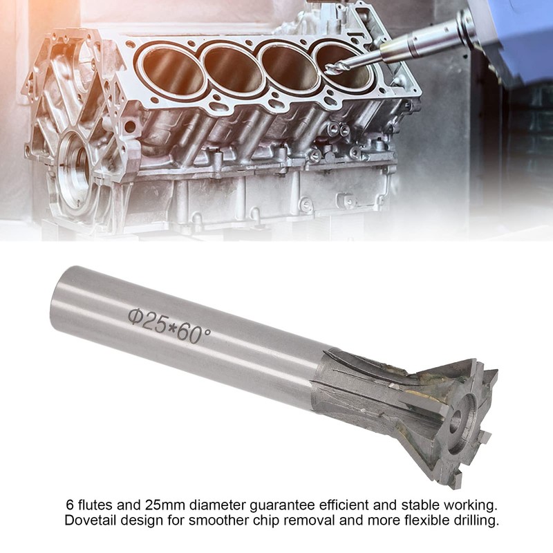 Dovetail Cutter, 60 Degree 6 Flutes Cemented Carbide 25mm Milling