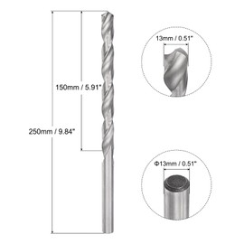 sourcing map 13mm Twist Drill Bits, High-Speed Steel Straight Shank Extra Long Drill Bit 250mm Length for Wood Plastic Aluminum