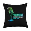 Radio Podcaster Podcast Microphone Throw Pillow