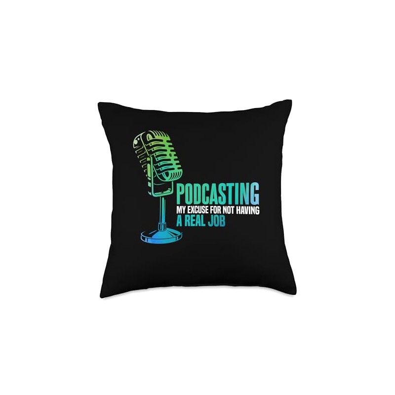 Radio Podcaster Podcast Microphone Throw Pillow
