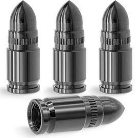 MEAJOO 4PCS Bullet Style Tire Valve Stem Caps, Air Caps Cover, Aluminum Alloy Dustproof and Waterproof Valve Caps Cover fits Cars, Trucks, Bikes, Motorcycles, Bicycles Tire Caps(Gray)