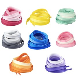 Sunch Craft 8 Pairs Flat Colorful Shoelaces Gradient Rainbow Shoestring for Sneakers Canvas Shoes,120cm/47'',Random Color, Gradient Rainbow, 47''