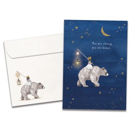 Tree-Free Greetings - Support & Encouragement Card - Artful Designs - 1 Greeting Card + Matching Envelope - Made in USA - 100% Recycled Paper - 5" x 7" - Brave Strong Bear (GO69829)