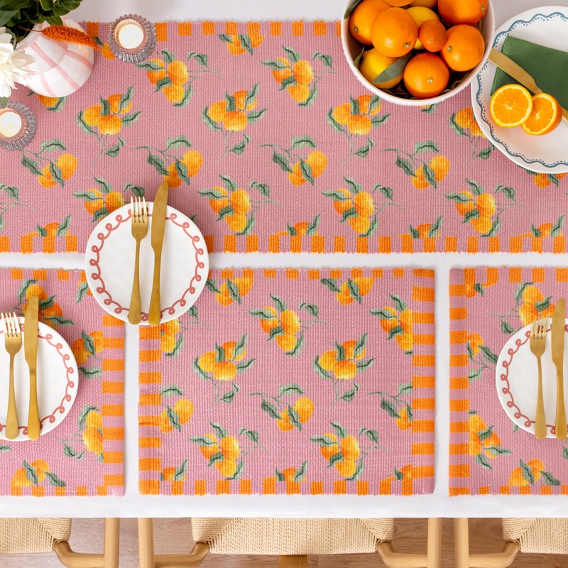 furn. Oranges Indoor/Outdoor Table Runner, Pink, 180 x 35cm