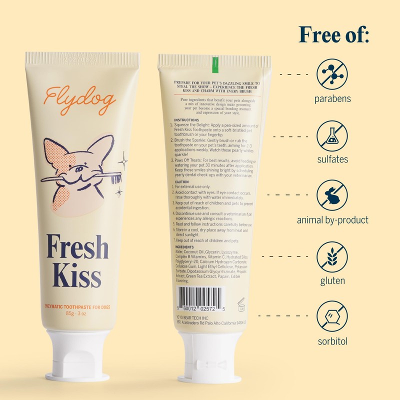 FlyDog Fresh Kiss Enzymatic Dog Toothpaste Kit - Vet Approved