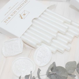 Pearl White Wax Seal Sticks 20pcs, Andotopee Glue Gun Wax Seal Sticks for Wax Seal Stamp, Premium Sealing Wax for Envelope Letter Seal Wedding Invation Craft Adhesive, Great Gift Ideas (Mini Size)