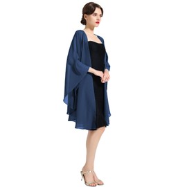 BEAUTELICATE - Chal de gasa para novia, boda, bufanda larga de noche, Azul marino, Talla única