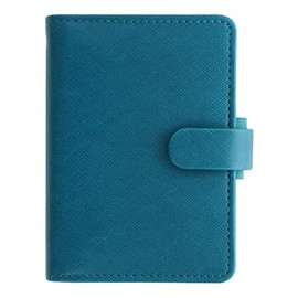Filofax Saffiano Organizer, Mini Size, Aquamarine - Cross-Grain, Leather-Look, Five Rings, Week-to-View Calendar Diary, Multilingual, 2025 (C028774-25)