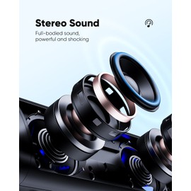 Bluetooth Speaker with HD Sound, Portable Wireless, IPX5 Waterproof, Up to 20H Playtime, TWS Pairing, BT5.3, for Home/Party/Outdoor/Beach, Electronic Gadgets, Birthday Gift (Black)