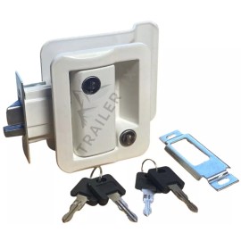 TrailerFix RV Entry Door Lock Handle | Cargo Trailer Side Door Lock | White | W/ 4 Keys