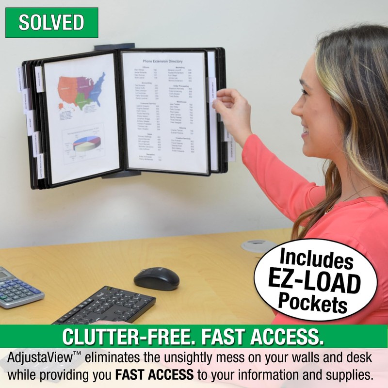Ultimate Office AdjustaView 10-Pocket Wall Reference Organizer with Easy-Load Pockets