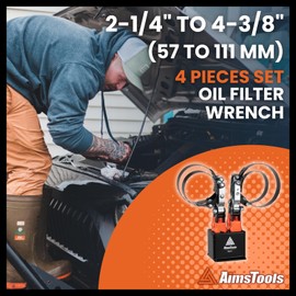 AIMSTOOLS 3110 4 Piece Professional Oil Filter Wrench Set with Stand - Wrenches Cover 2 1/4 Inch to 4 3/8 Inch(57mm to 111mm) for Oil Changes