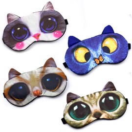 DECOVICI Kids Sleep Mask, Blackout Eye Mask with Adjustable Strap, Comfortable Soft Animal Eye Cover for Men Women Night Travel Nap (Animal 4)