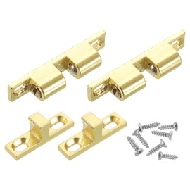 sourcing map 2Pcs Cabinet Latch Double Roller Catches, Lock Stop Catch Clamp Cabinet Closer Magnetic Closure Hardware for Cabinet Kitchen Closet Doors, Brass