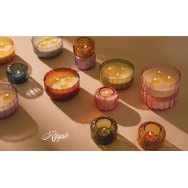 Paddywax Scented Candles Vintage Style Ripple Hand Blown Glass Collection Luxury Artisan Candle, 12-Ounce, Pink - Desert Peach