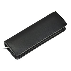 Leather pen case for 2 writing instruments with zip Hans Kniebes Nappa full cowhide leather black