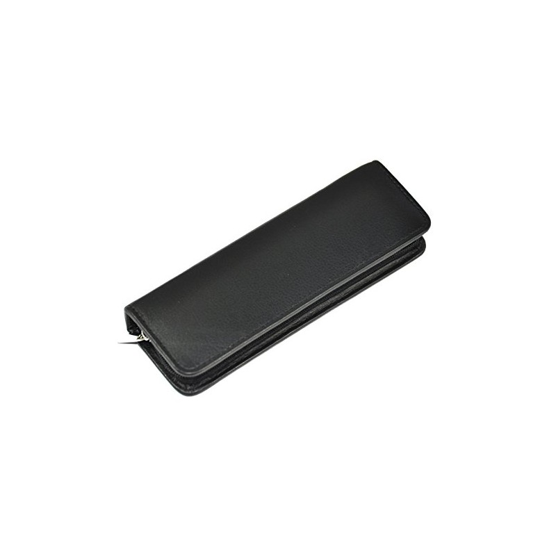 Leather pen case for 2 writing instruments with zip Hans