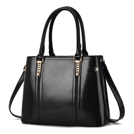 Nevenka Women's Patent Leather Handbag Top Handle Large Tote Women's Shoulder Bags Tote Crossbody Bag Satchel-Black2