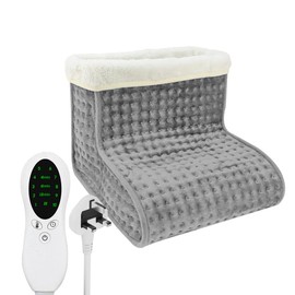 XPJBKC Electric Foot Warmer, Washable Electric Heated Foot Warmer with 10 Adjust Settings, Removable Plush Lining, Electric Heating Pad, Cosy Foot Warmer for Office, Living Room, Bedroom (Gray)