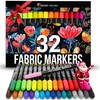 Zenacolor 32 Fabric Markers Pens - Non Toxic, Indelible and