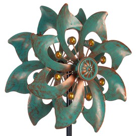 VEWOGARDEN Double Blade Wind Spinners Outdoor Small Garden Decorations, Rustproof Metal Wind Spinner for Patio, Lawn, Pathway, Yard Decor, 94cm * 25cm
