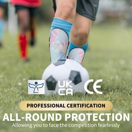 Kids Shin Pads - High Strength Polypropylene Shin Pads Boys for Ages 2 to 15, Skin Friendly & Non Slip Kids Shin Guards with Ankle Protection, Exquisite Football Shin Guards Gift Box(XS,Coloured)