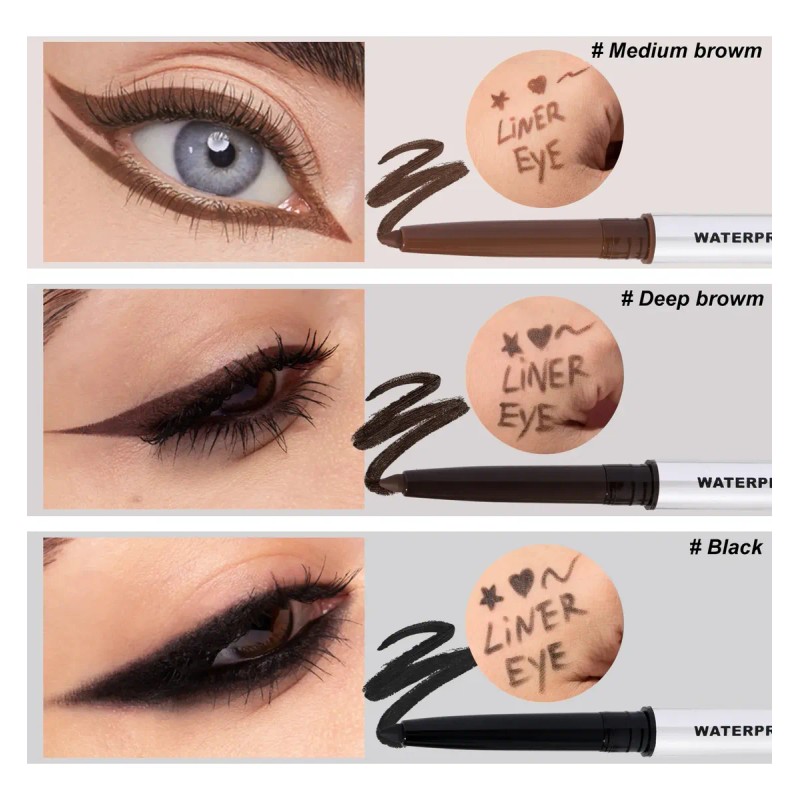 Kit 3 Delineador En Gel Retráctil Waterproof Larga Duración
