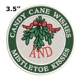 Athena Brands CANDY CANE WISHES MISTLETOE KISSES Christmas Embroidered Patch Iron-On or Sew-On