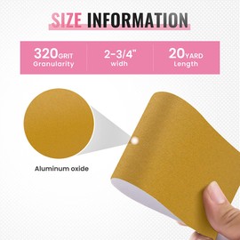 S SATC 320 Grit PSA Pink Longboard Sandpaper 20 Yard Long Continuous Roll, 2-3/4" Wide Self Adhesive Stickyback Sanding Sheets for Automotive, Hand Sanding Blocks,Woodworking, Metal, Plastic