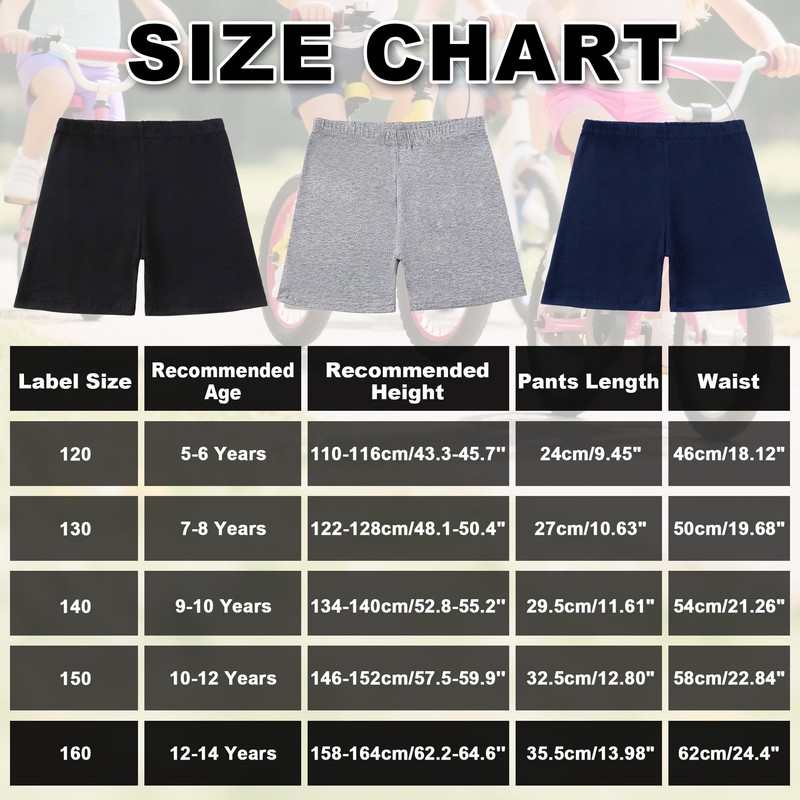 Domueay Mädchen Kurze Leggings Radlerhose 3er Pack Baumwolle Sommer Activewear