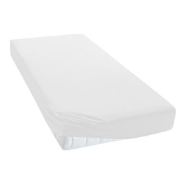 TM Maxx Jersey Fitted Sheet for Babies and Children with Oeko-Tex Standard | 100% Cotton | 7 Different Sizes and 15 Modern Colours to Choose From, White 001, 80x160 cm