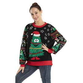 OFF THE RACK Men's Unisex Led Light Up Ugly Christmas Jumper for Men & Women Sweater, Happy to Tree You!, M UK