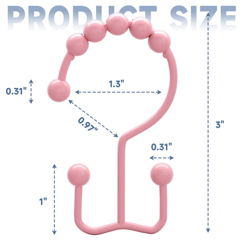 Titanker Shower Curtain Hooks Rings, Rust-Resistant Metal Double Glide Shower