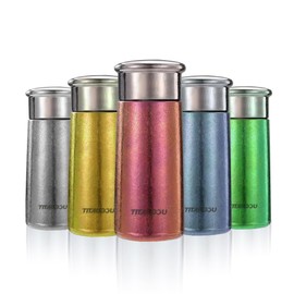 titaudou Titanium Vacuum Insulated, Double Wall Ultralight Travel Tumbler for Cold & Hot, Sports Water Bottle Thermal Insulation Cup for Hiking Camping Picnic,Red