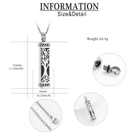 Zeqingjw - Collar de urna de acero inoxidable para hombres y mujeres, joyería conmemorativa de bar, Acero inoxidable, Sin piedra preciosa