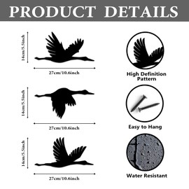 Pinetree Art Black Metal Birds Wall Art - Flying Geese Wall Decor Rustic Farmhouse Vintage Decor for Living Room Bedroom Yard Garden