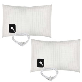 ConBlom Earthing Grounding Pillowcase with 5m UK Plug Cord, Regular UK Size, 90% Cotton Thread, 10% Delicate Silver Thread - Grounding Features for Better Sleep (2, White)