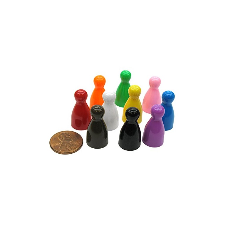 Set of 10 Halma 25mm Pawn Peg Game Pieces Multicolor