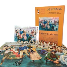 Wooden Jigsаw Puzzle for Adults - Uniquely Shaped Pieces - Made in The USA by FoxSmartBox - 510 Pieces - A Merry Christmas