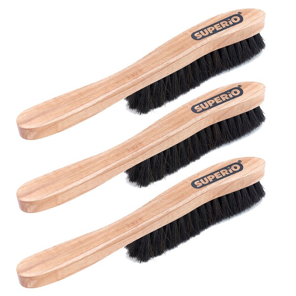 Hat Brush Horsehair Felt Hat Cleaner, Horse Hair Brush for Baseball Cap, Cowboy Hats, Shoes, and Clothes Brush, Soft Bristles Wooden Cleaning Brush, Durable Dust and Lint Remover, 3 Pack - Superio