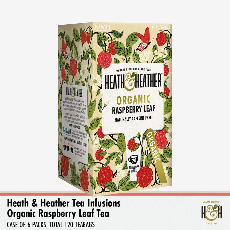 Heath & Heather Organic Raspberry Leaf Teabags | Individually Wrapped