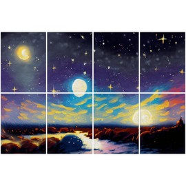 8 pack Art Acoustic Panels with Self-Adhesive,48 x 32Inches Acoustic Wall Art,Better Decorative Sound Proof Panels,Recording Studio/Home/Office Acoustical Treatment,Starry Sky
