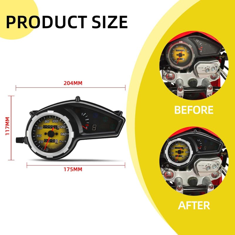 BAOUFF Speedometer Tachometer for Hawk 250,Motorcycle Odometer Fuel Gauge for