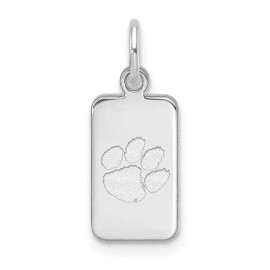 LogoArt Sterling Silver Rhodium-plated LogoArt Clemson University Tag Pendant