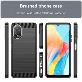 HEYUS Case for Oppo A38 4G, A18 4G, Shock-Absorption Brushed Flexible Soft Carbon Fiber Protective Cover for Oppo A38 A18 4G - Black