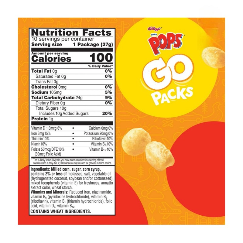 Kellogg's 🔵 New Kelloggs POPS Corn Cereal GO Packs 10
