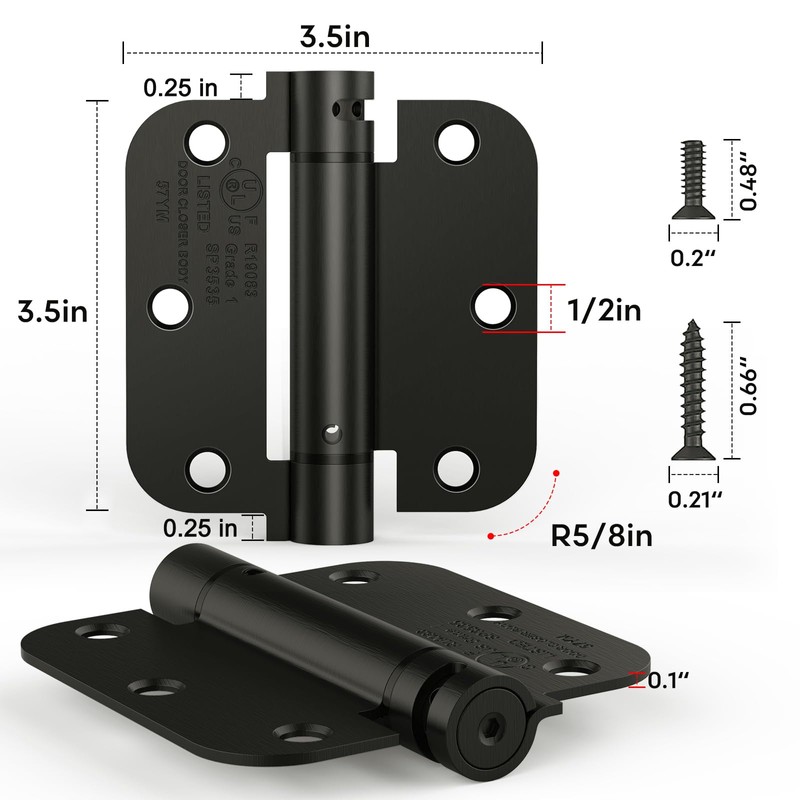 Treasem 1 Pack Self Closing Door Hinge, 3.5 Inch Spring